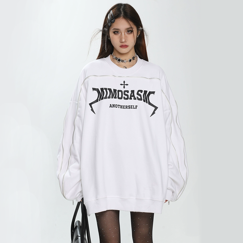 High Street Design Zipper Printed Sweatshirt