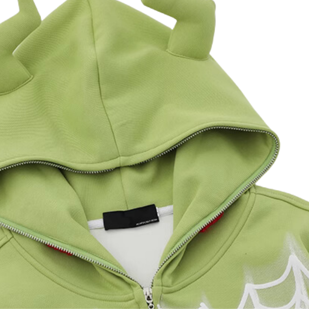 Devil Horn Spider Embroidered Hoodie