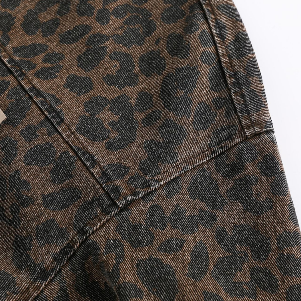 Retro Leopard Print Distressed Jacket