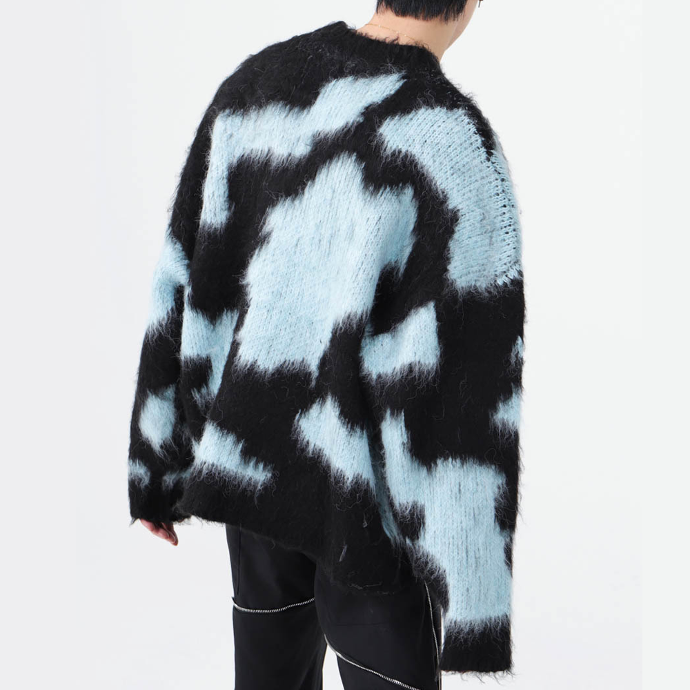 Contrast Color Deer Plush Cross Sweater