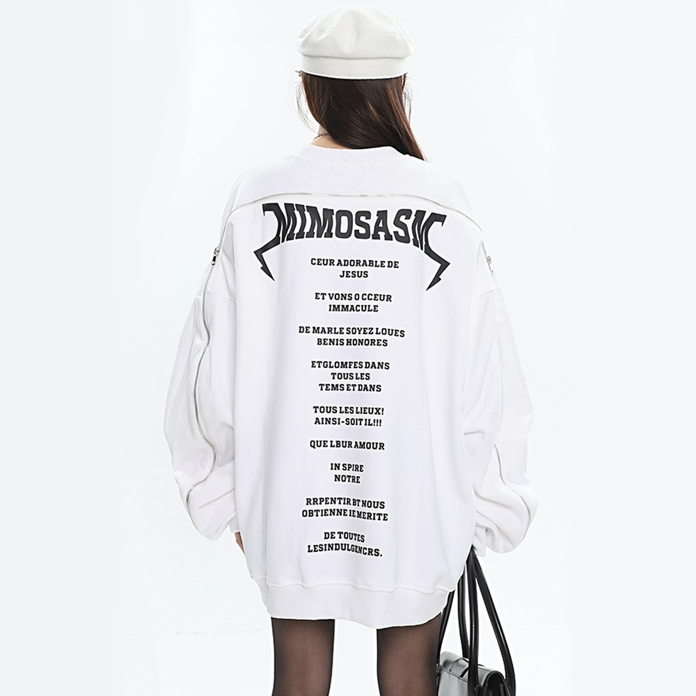 High Street Design Zipper Printed Sweatshirt