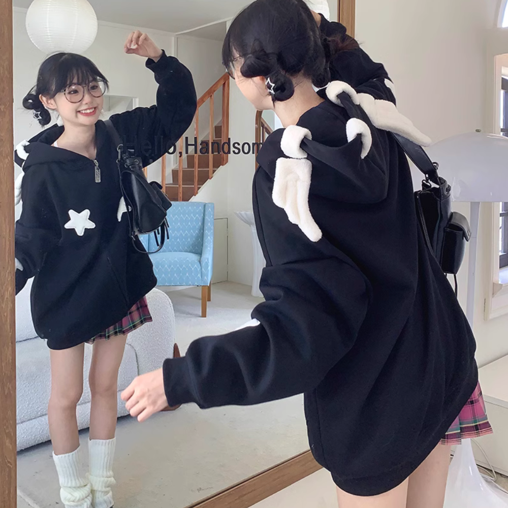 Solid Color 3D Stars Hoodie