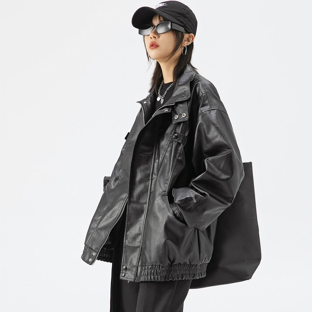 Street Black Lapel Biker Jacket