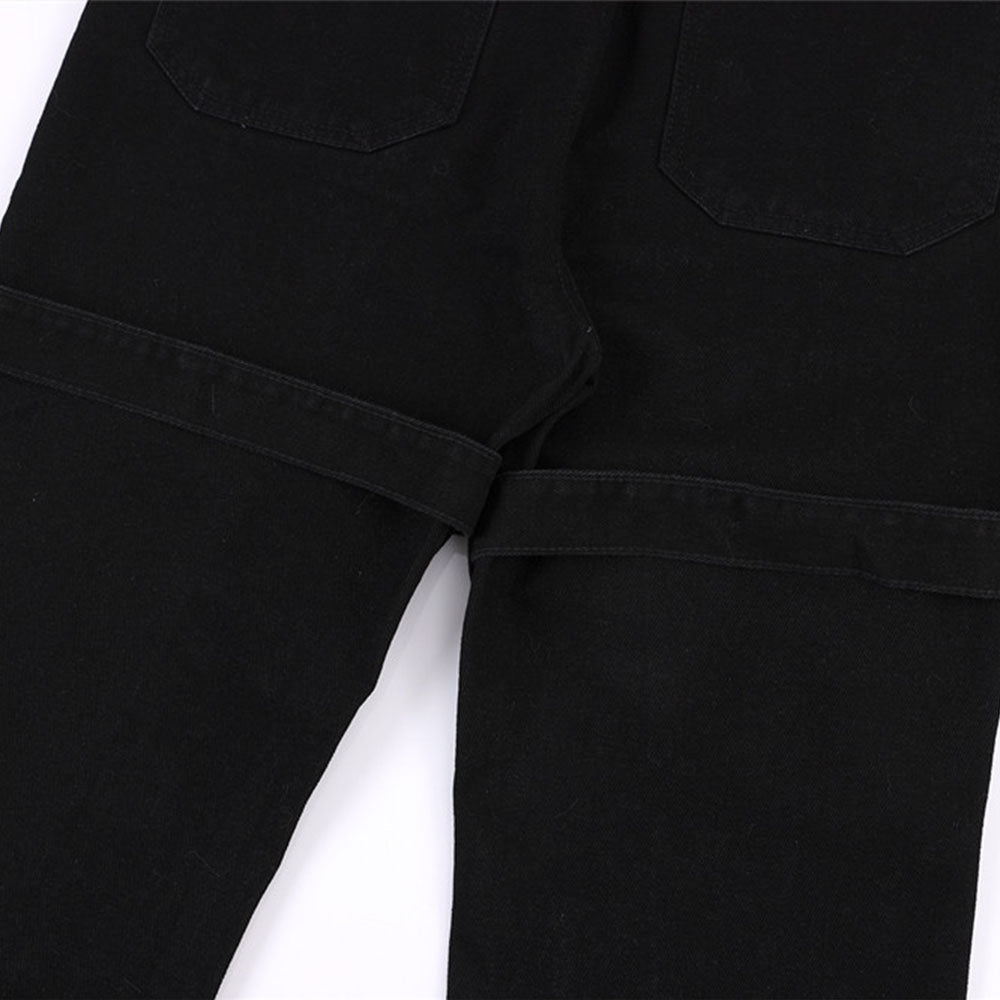 Street Rivet Bandage Belted Straight Jeans