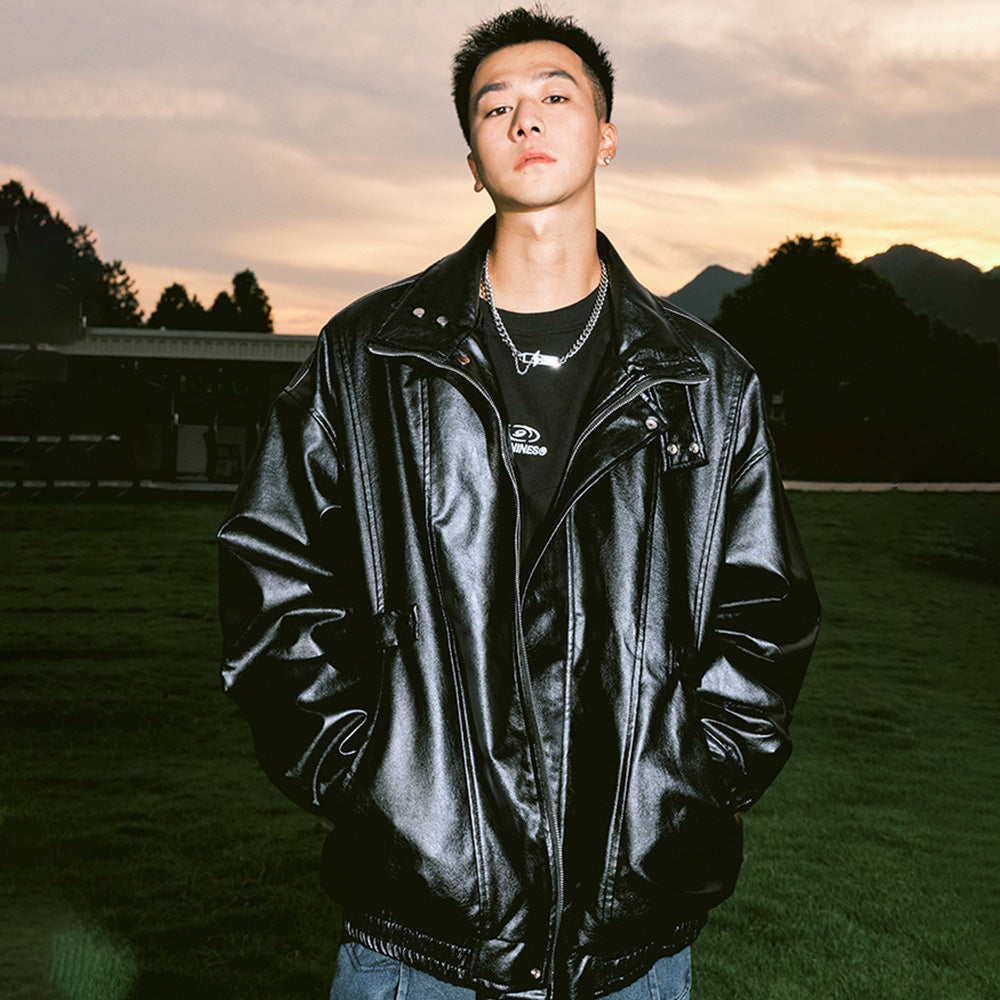 Street Black Lapel Biker Jacket