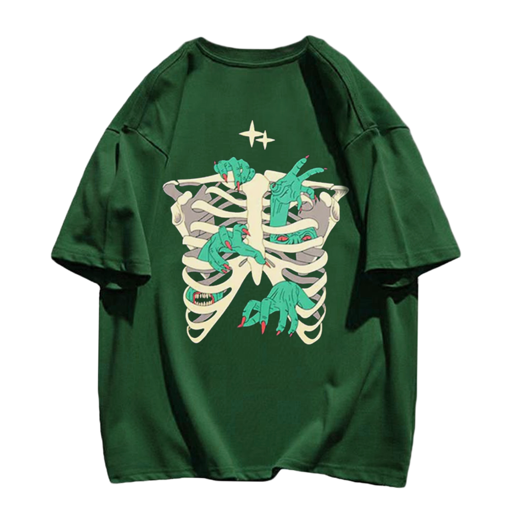 American Bold Skeleton Hand Graphic T-Shirt