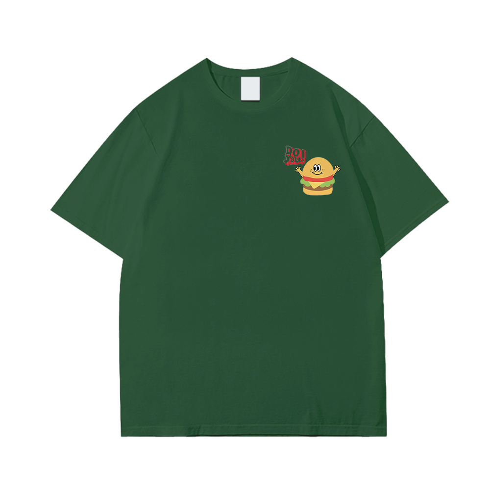 Casual Cartoon Burger Sign T-Shirt