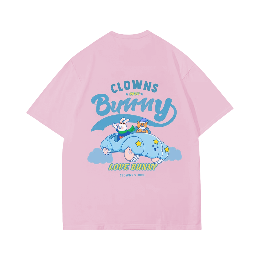 Cute Clown Bunny Cloud Car T-Shirt