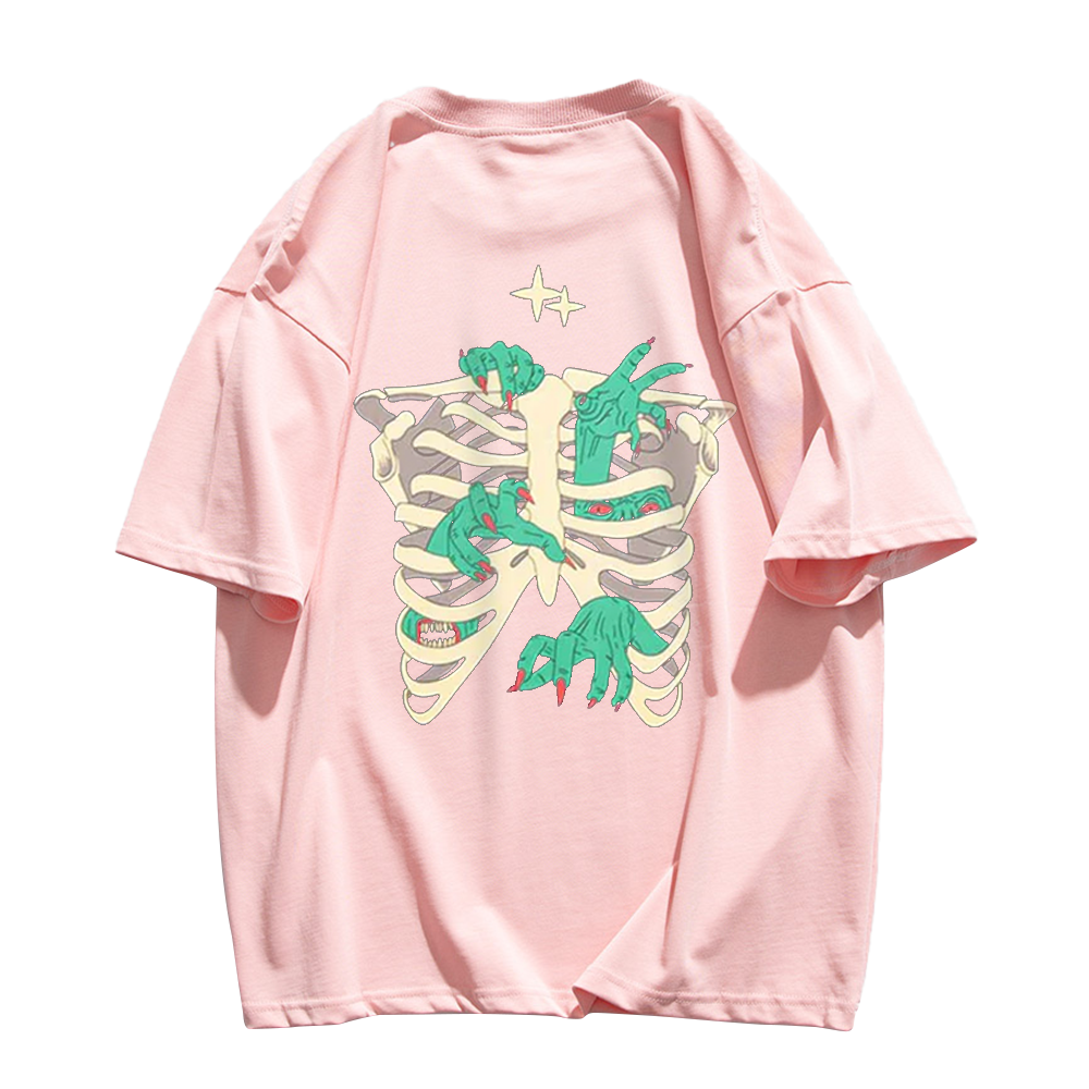 American Bold Skeleton Hand Graphic T-Shirt