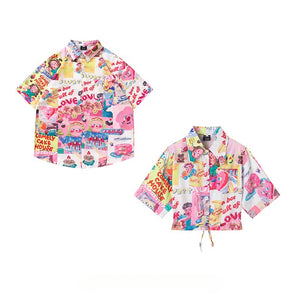Holiday style retro short sleeved floral shirt