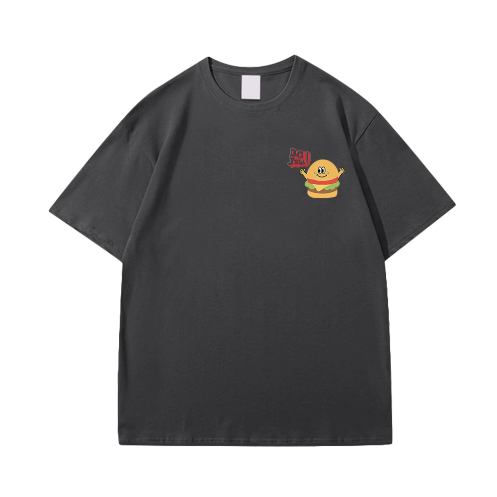 Casual Cartoon Burger Sign T-Shirt