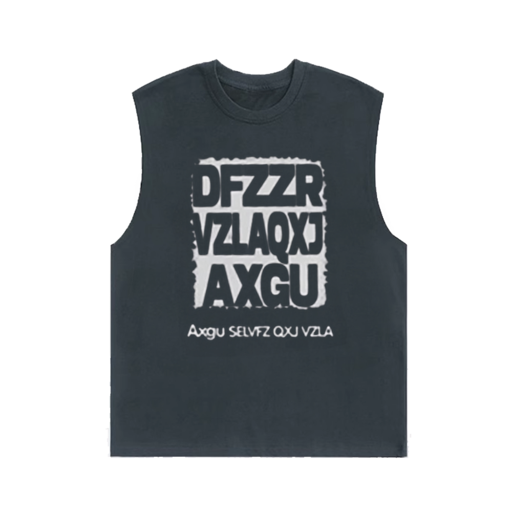 Random Letter Block Cotton Vest