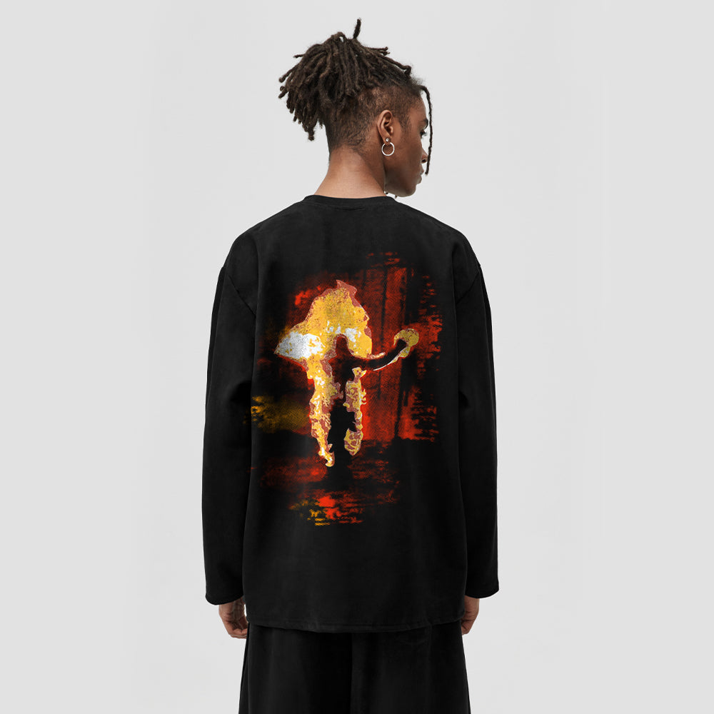 High Street Flaming Man Print Long Sleeve Shirt
