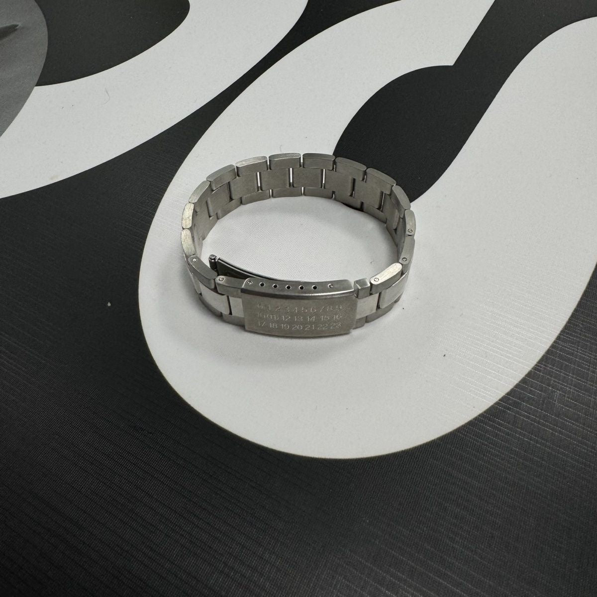 Unseen Echoes Number Tag Stainless Steel Bracelet