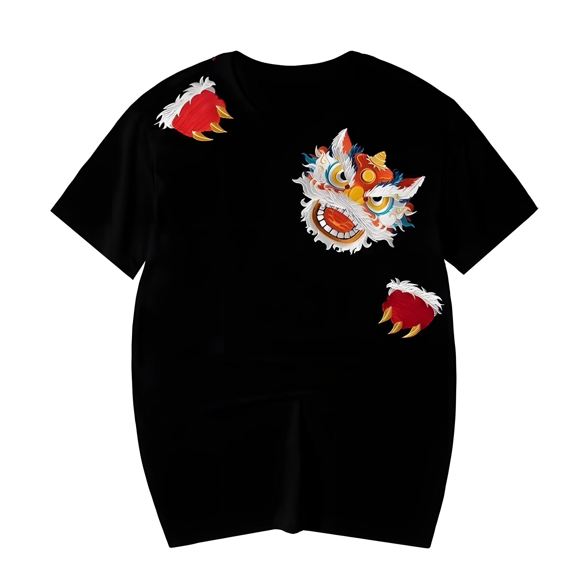 Japanese Lion Embroidered T-shirt