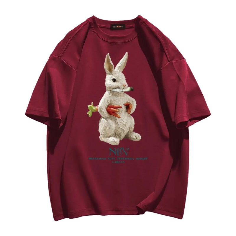 Modern Rabbit Print Cotton T-shirt