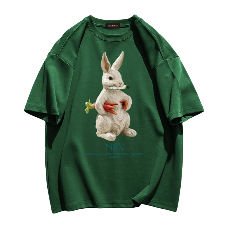 Modern Rabbit Print Cotton T-shirt