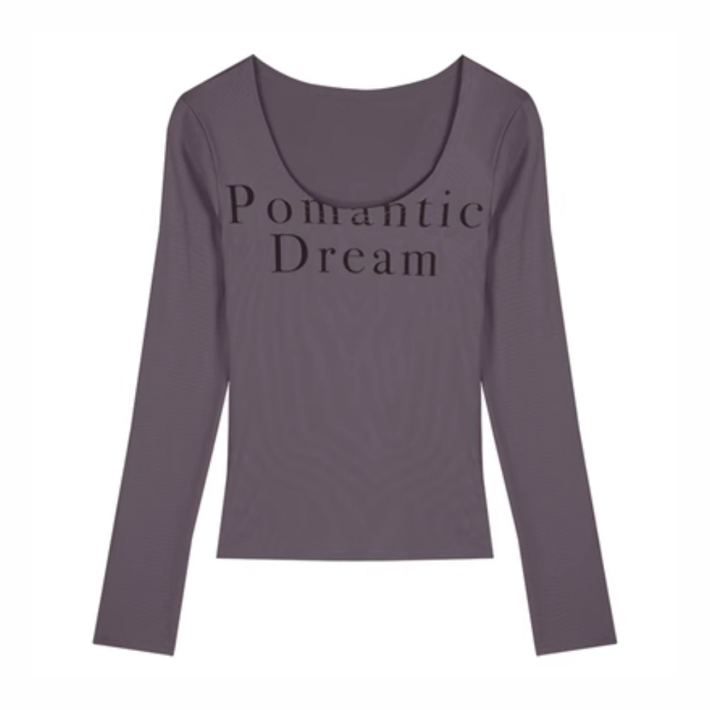 Women's Simple Letter Slim Long Sleeve