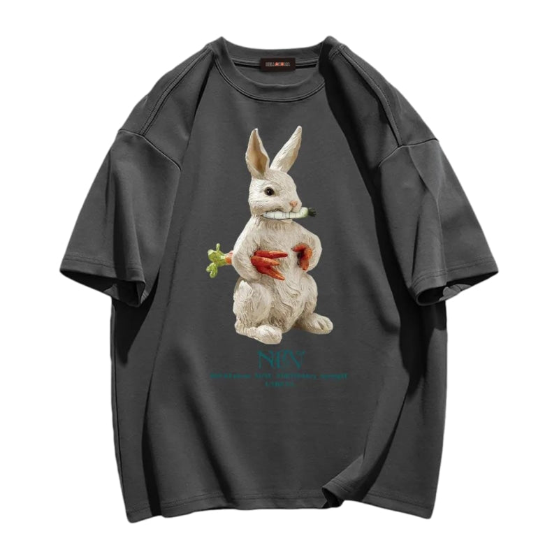 Modern Rabbit Print Cotton T-shirt