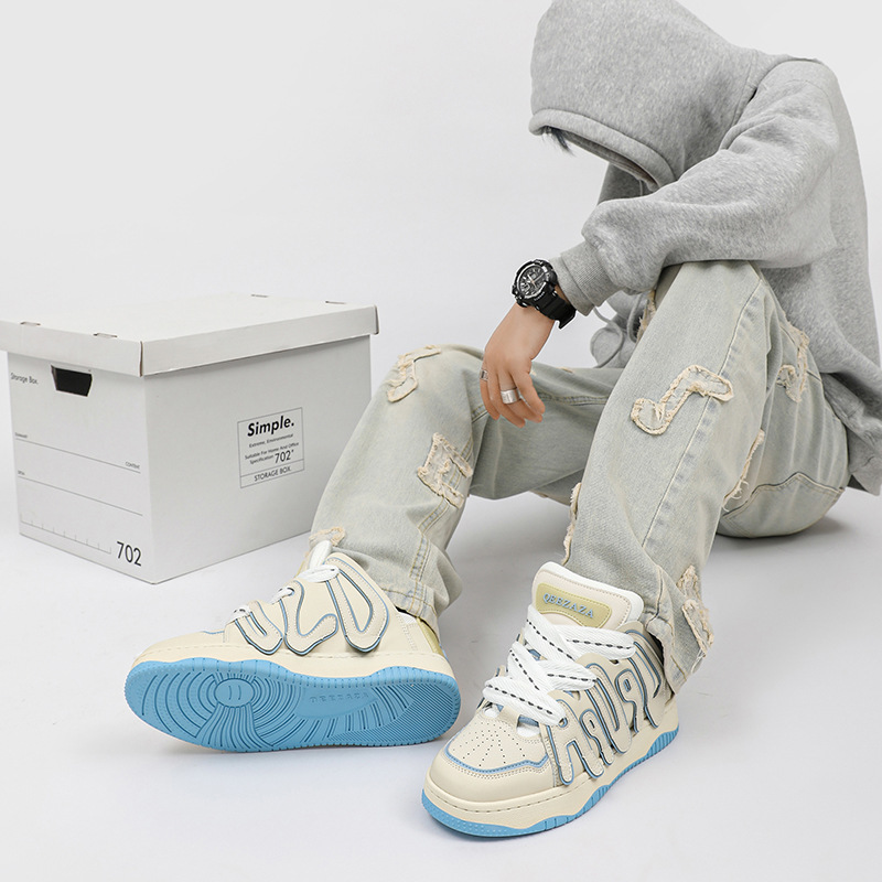 Vintage Letter Patchwork Versatile Couple Casual Sneakers