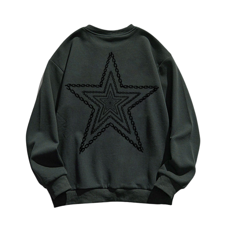 Vintage Pentagram Print Sweatshirt