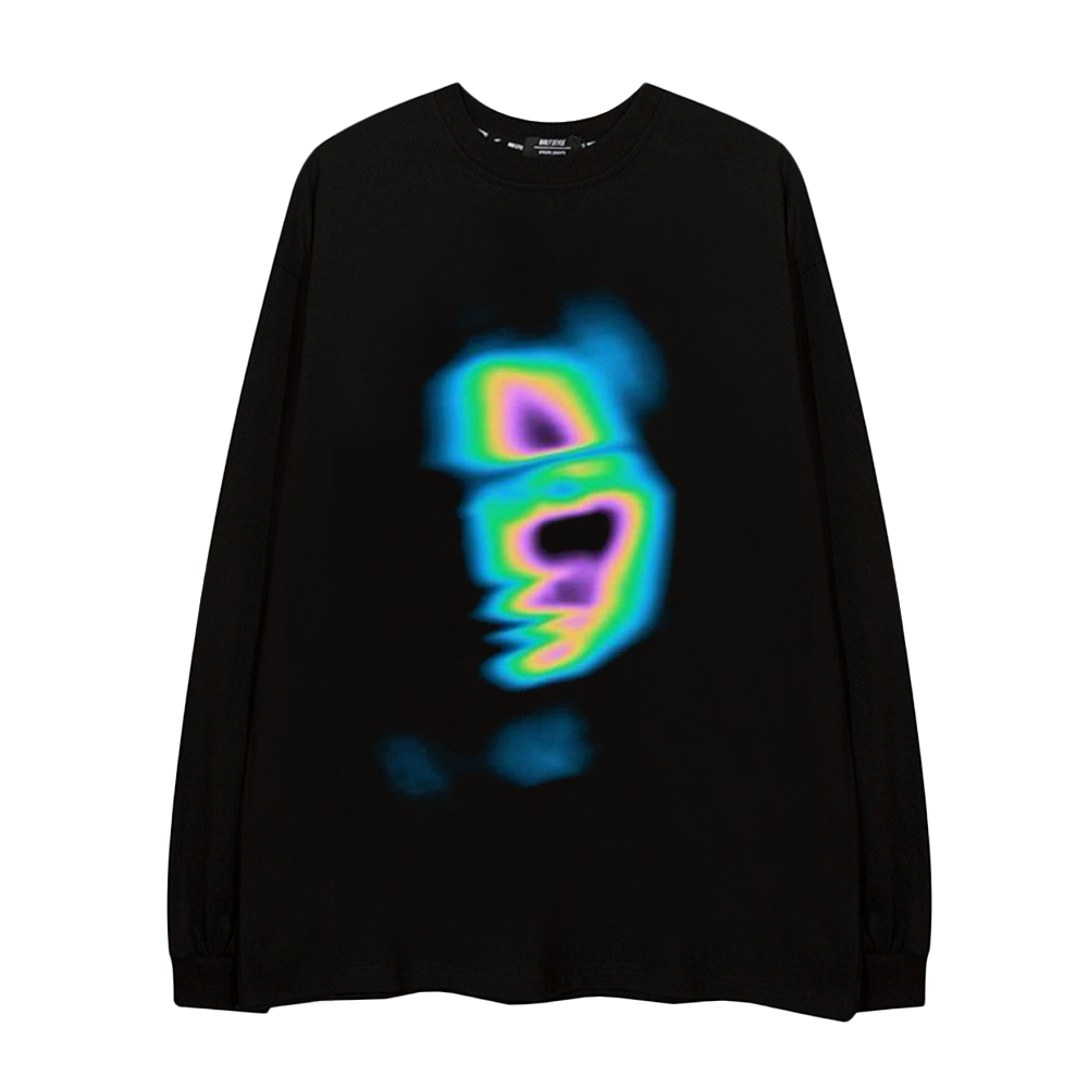 Retro Humanoid Energy Half Face Long Sleeve Shirt