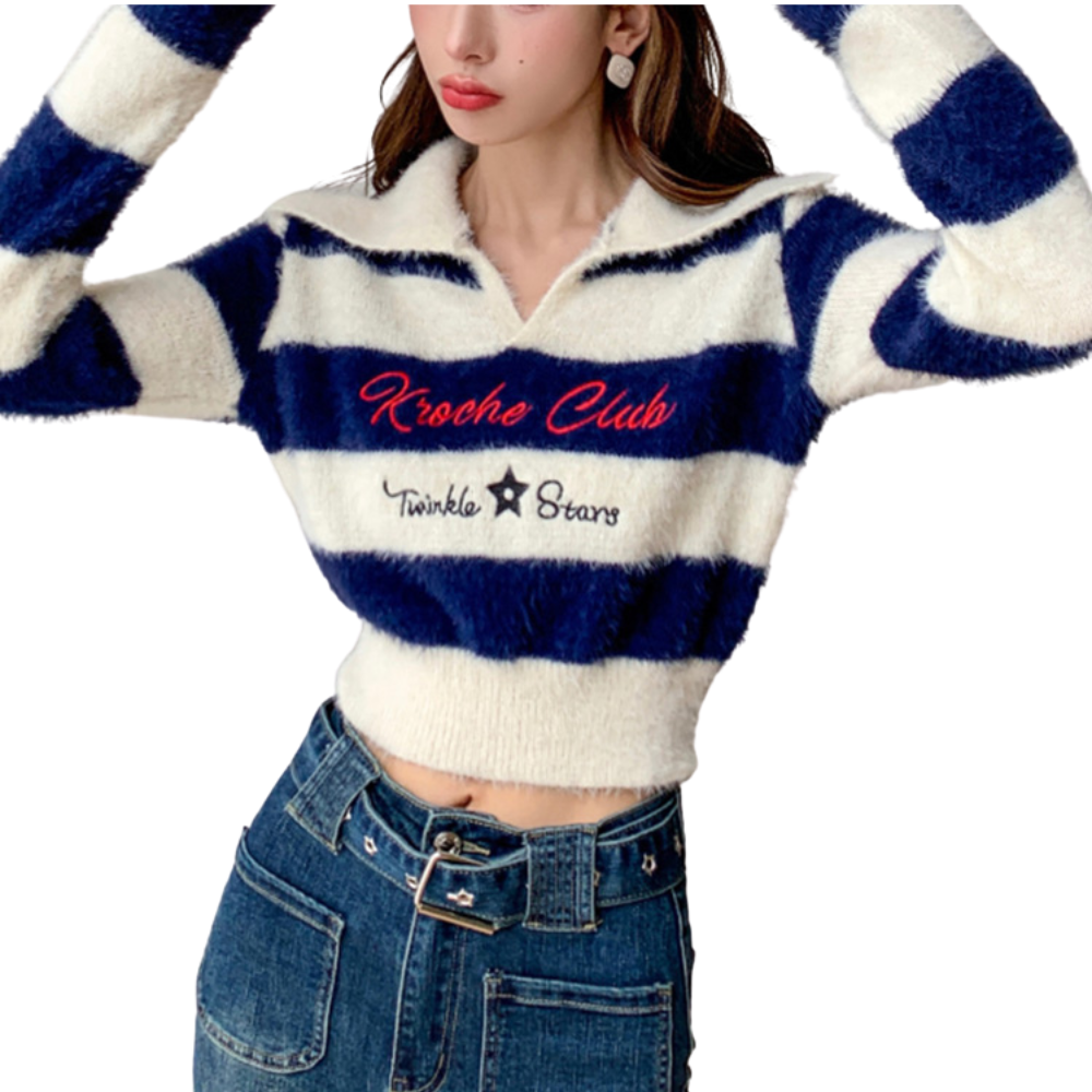 Women's Contrast Striped Sweater