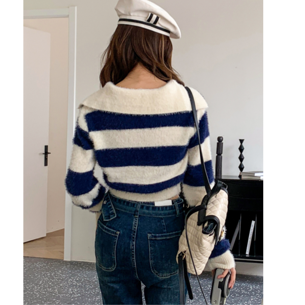 Women's Contrast Striped Sweater