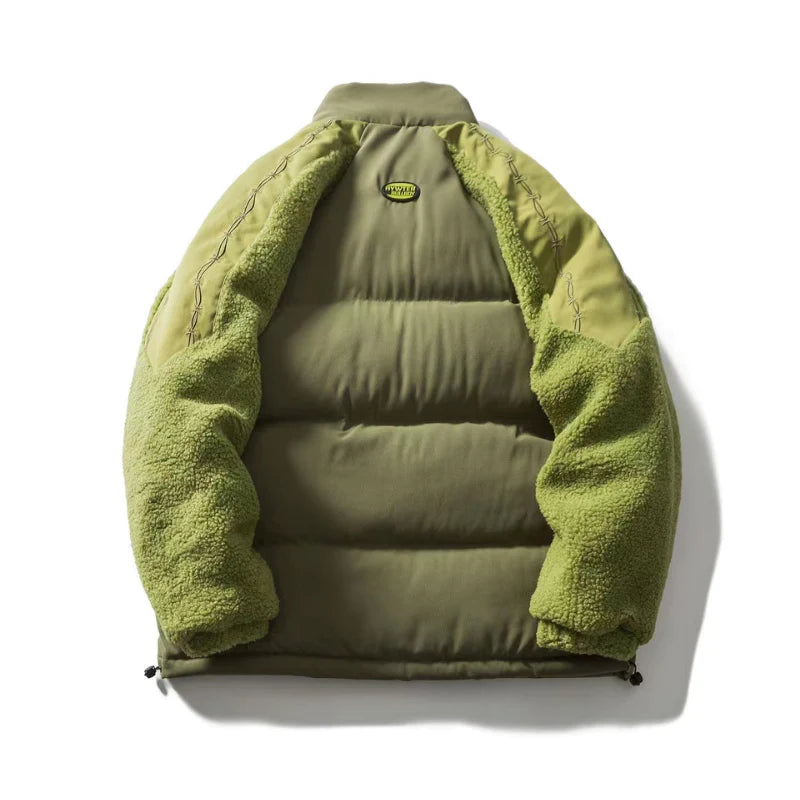 Classic Green Paneled Sherpa Coat