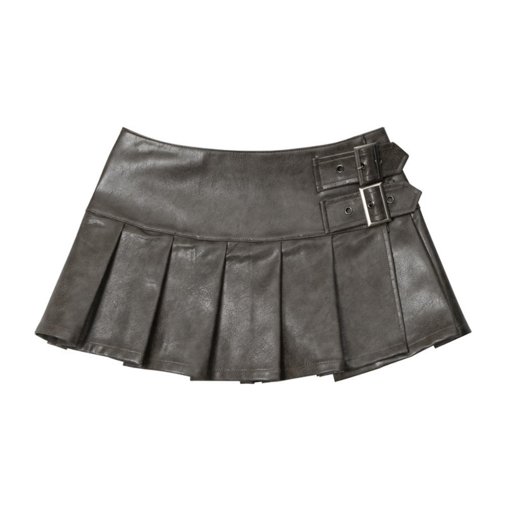 Women's Summer Sexy Pleated PU Skirts