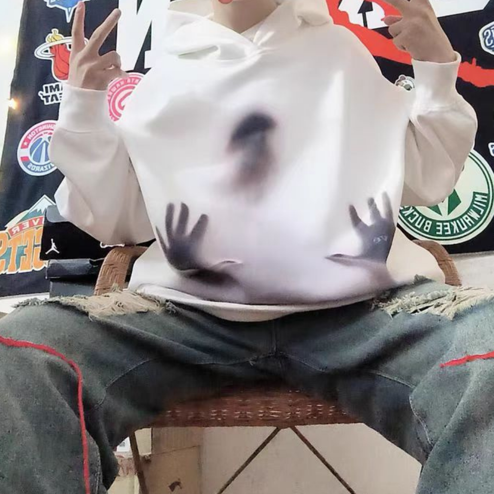 Urban Phantom Figure Graphic Hoodie