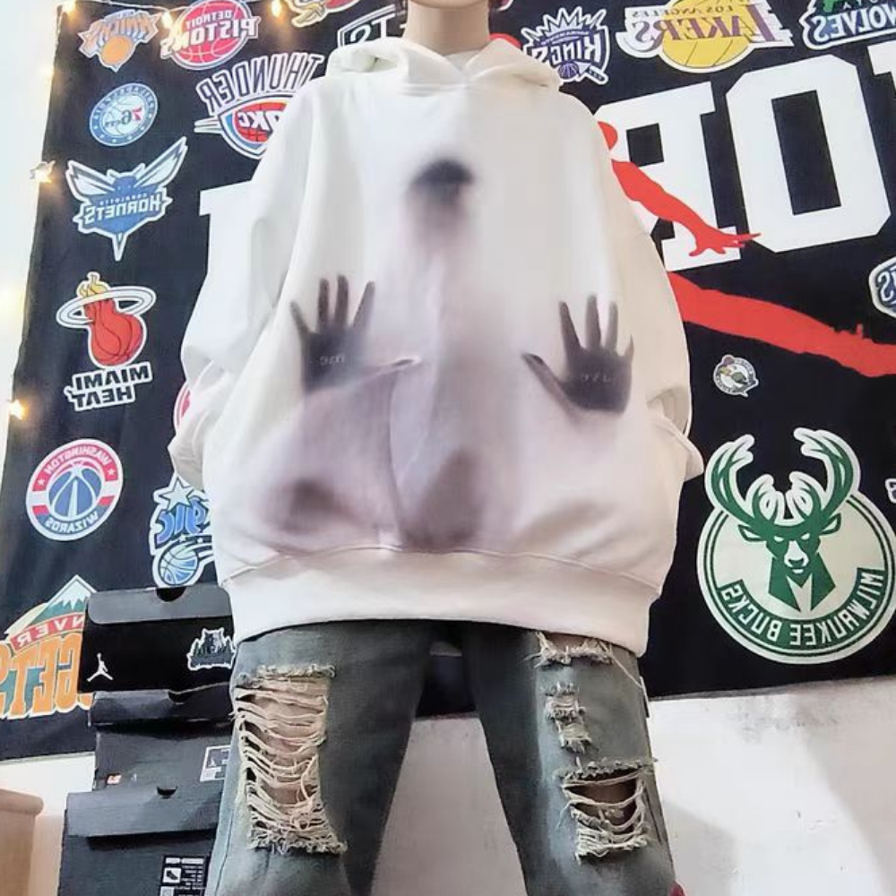Urban Phantom Figure Graphic Hoodie