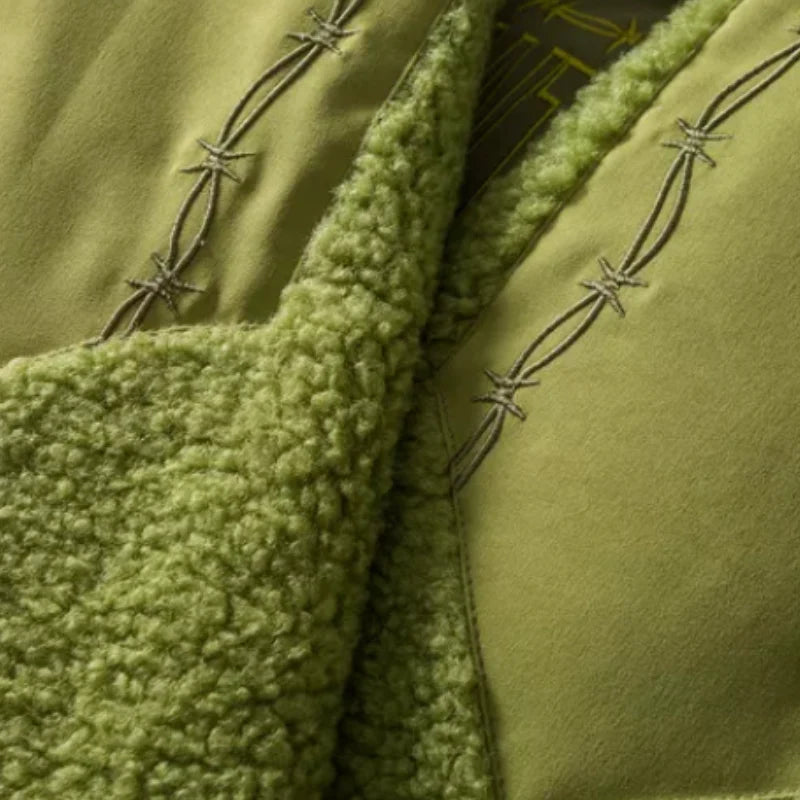 Classic Green Paneled Sherpa Coat