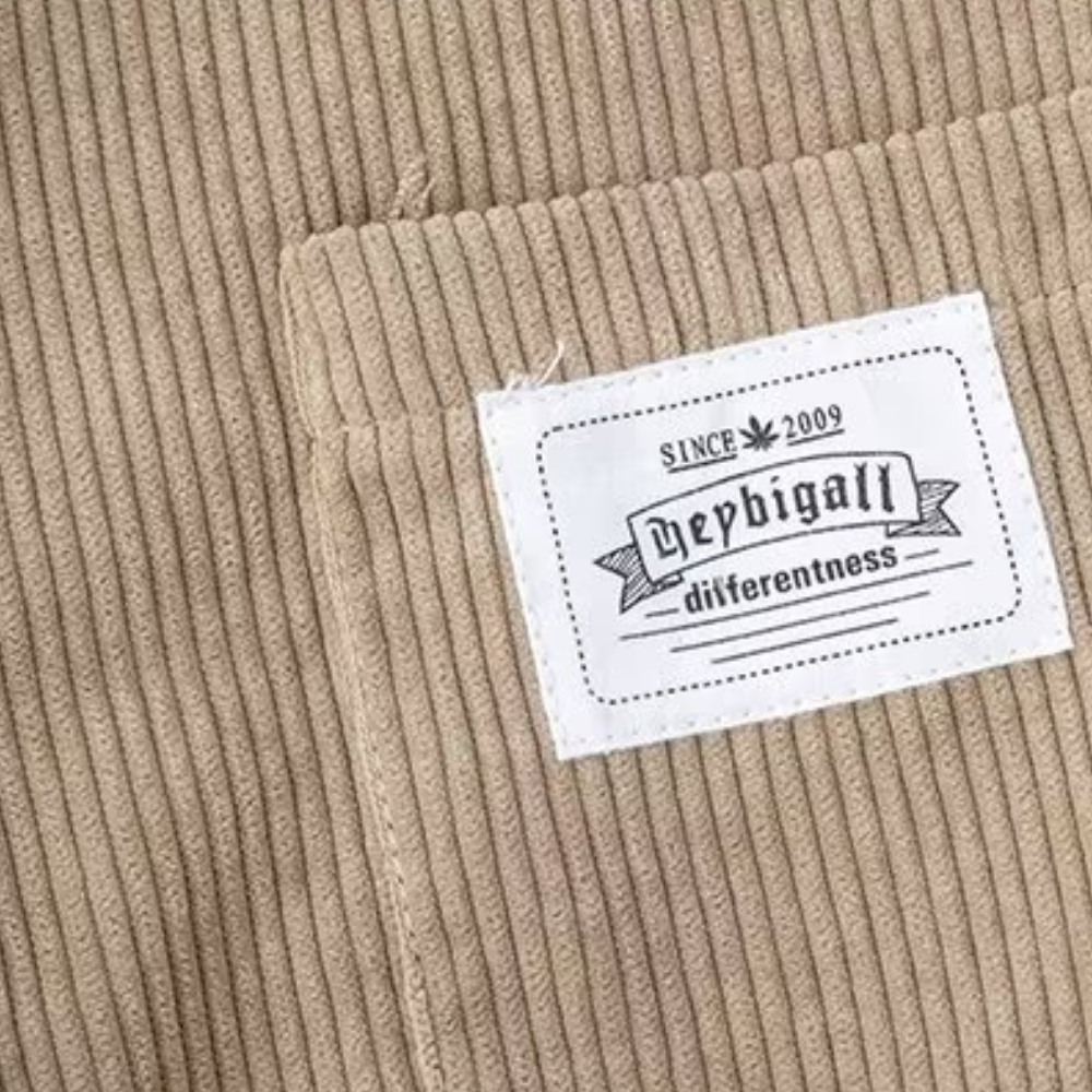 Corduroy Panel Color Contrast Shirt