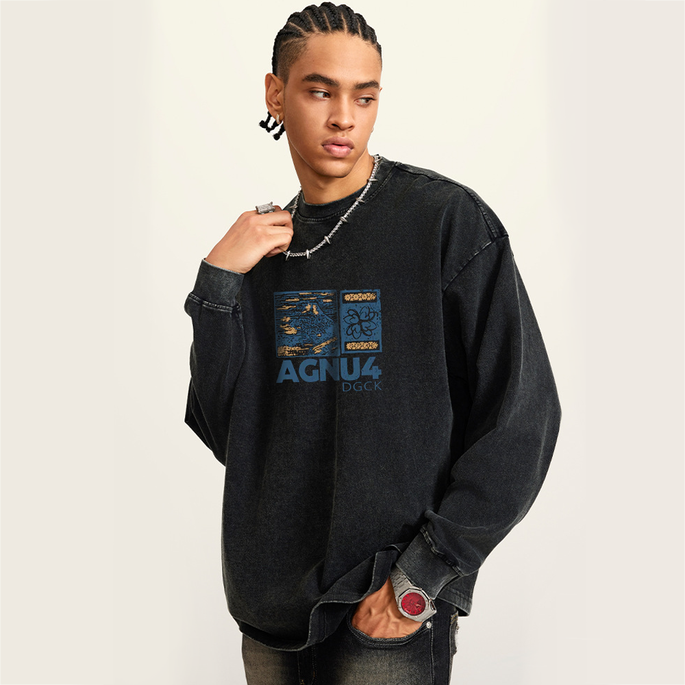 Vintage Landscape Print Sweatshirt