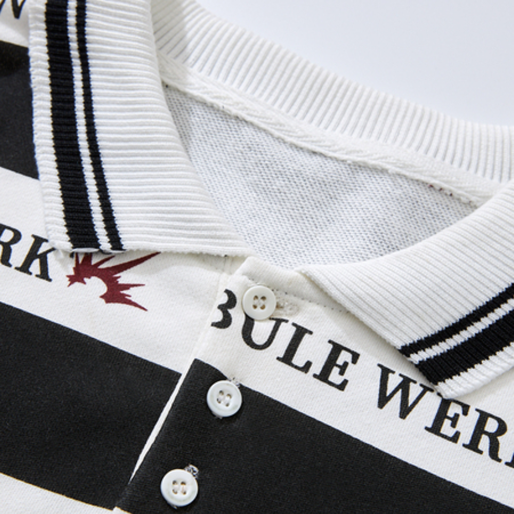 Bold Letter Pattern Polo Sweatshirt