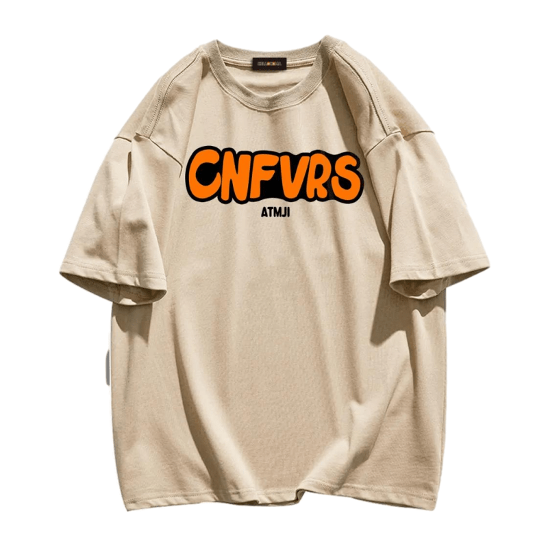 CNFVRS Letter Print Cotton T-shirt