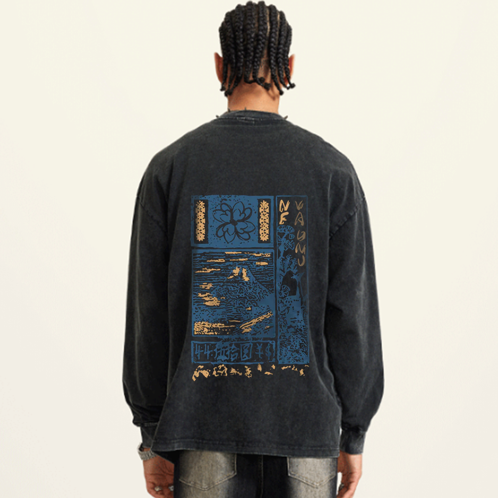 Vintage Landscape Print Sweatshirt