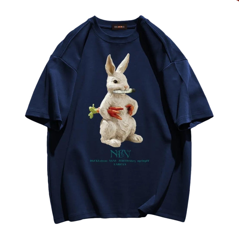 Modern Rabbit Print Cotton T-shirt