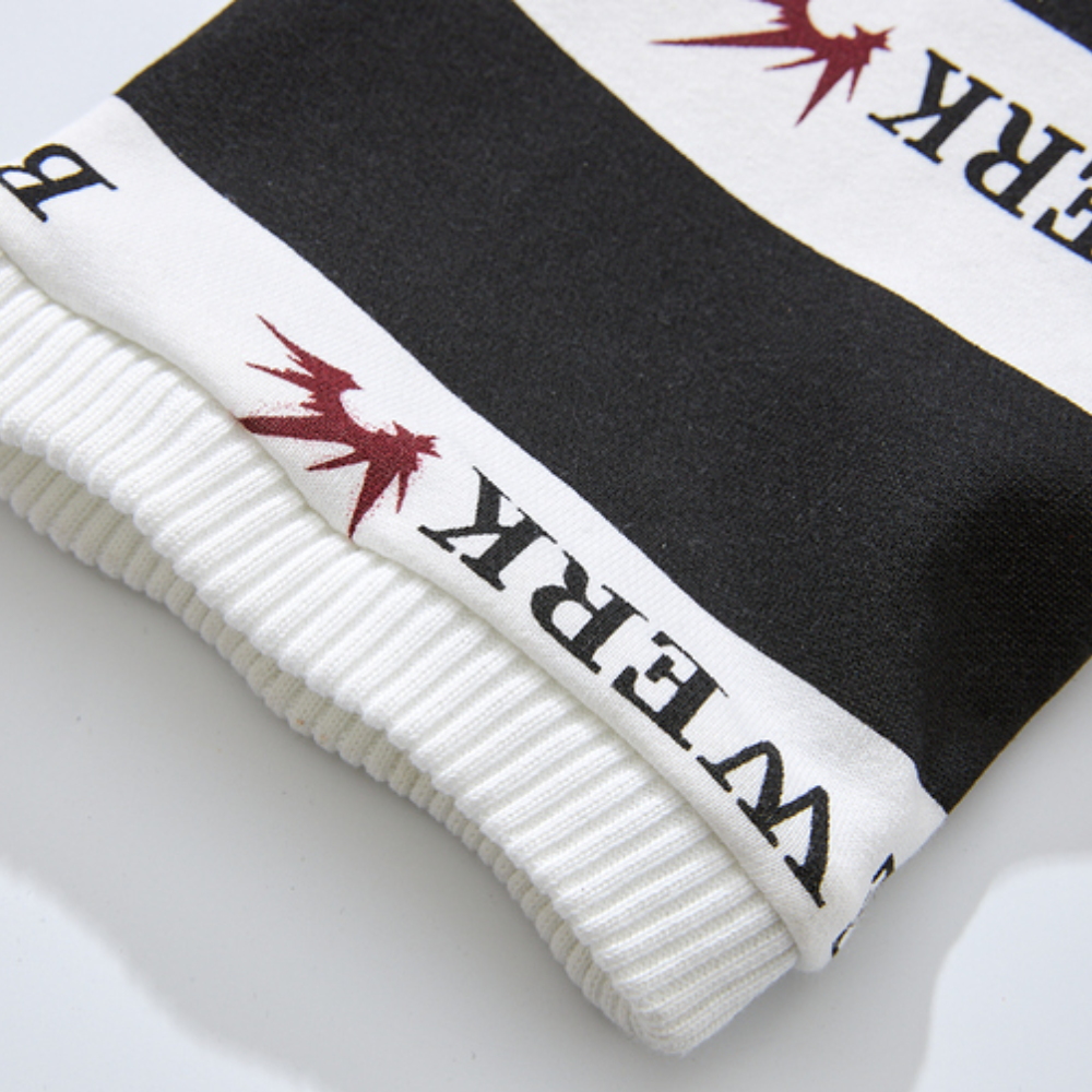 Bold Letter Pattern Polo Sweatshirt