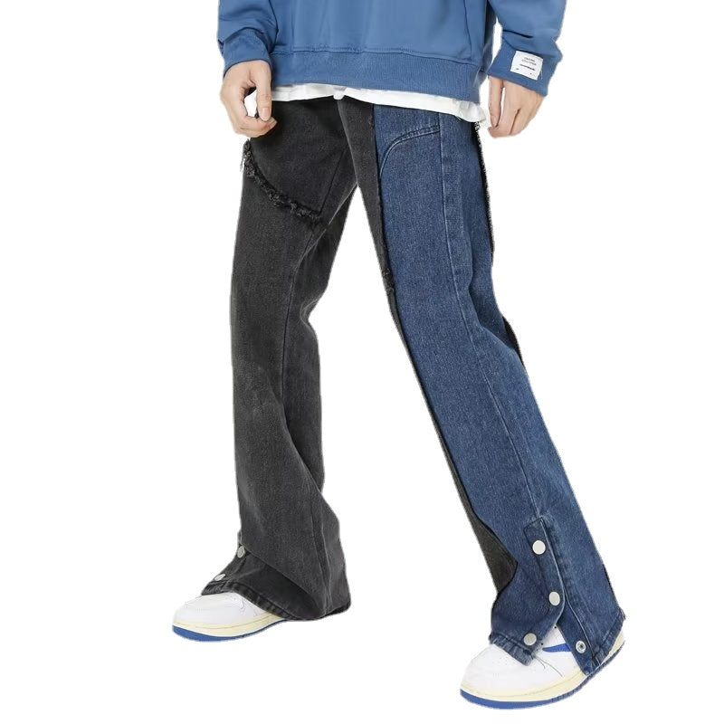 Blue And Black Patchwork Jeans