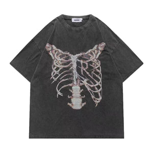 Washed Skeleton Print T-shirt