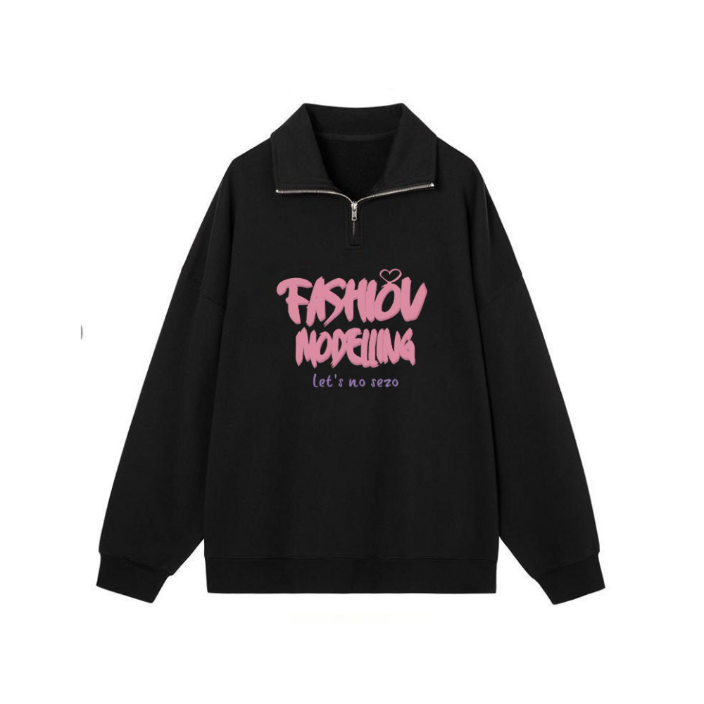 Pink Letter Polo Sweatshirt