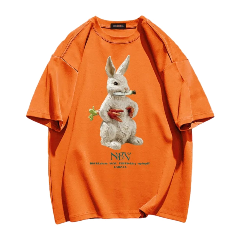 Modern Rabbit Print Cotton T-shirt