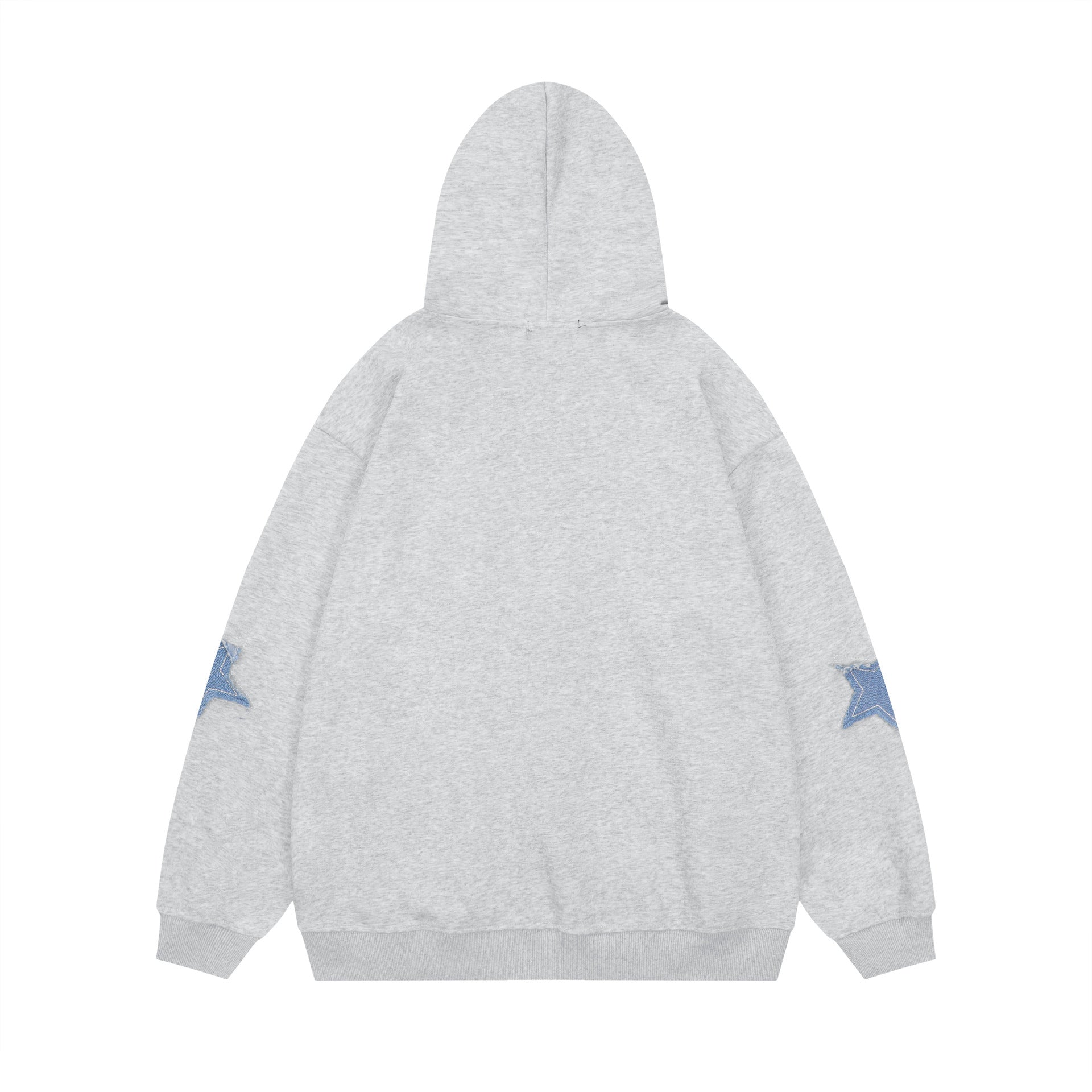 Urban Denim Star Patchwork Cotton Hoodie