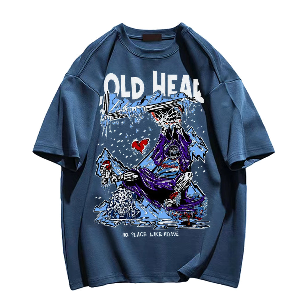 Men's Casual Cotton Skull Collection Graphic Print T-shirt